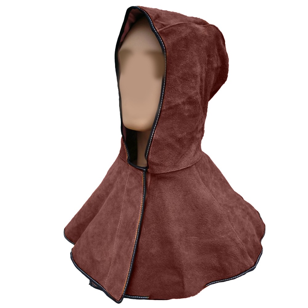 CAIJIEXI Construction Sites Leather Welding Hood Electric Welder Cap Adjustable Size Cowhide Leather Full Coverage Head Protection